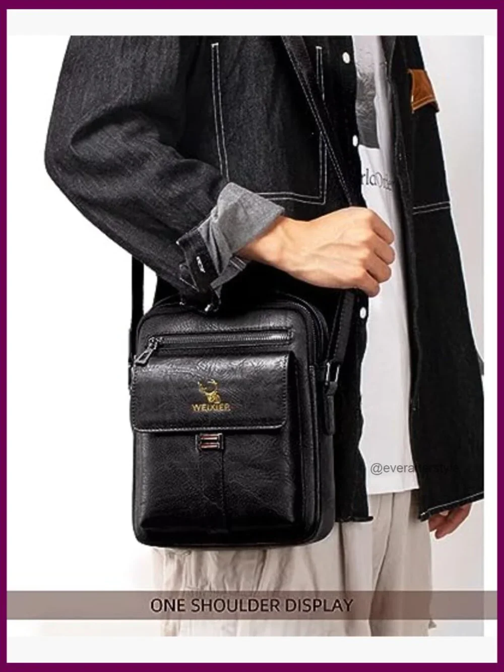 PU Leather Messenger Bag Crossbody Shoulder Bag Vintage with Zipper